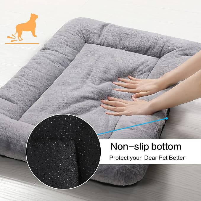 Dog Crate Pad Washable Dog Bed for Crate Extra Large Cozy Mat 48-Inch Gray | Ultra Soft Kennel Pad,Anti-Slip Bottom,Fits for Most Metal Crates,Comfortable Sleeping Pet Mat