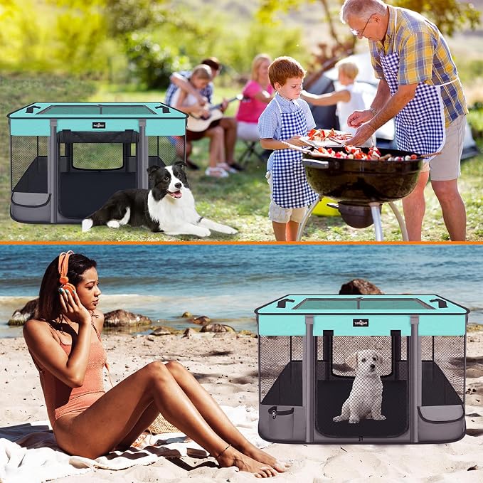 Paw Ballet Foldable Pet Kitten Playpen, Waterproof Portable Dog Cat Playpen Kennel Tent for Small Cat Dog, Retractable Shade Cover with Free Carrying Case, Indoor Outdoor Use for Small Animals.