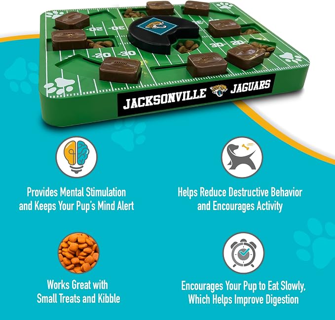 Pets First NFL Jacksonville Jaguars Puzzle Toy - Interactive Dog Treat Puzzle