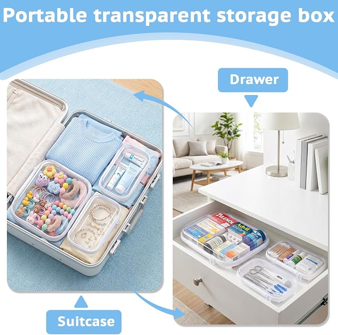 SAYEEC 3 Pack Clear Hard Shell Zipper Case Clear Pencil Case Travel Makeup Bag Rigid Toiletry Bag Organizer Portable Cosmetic Bags Plastic Zipper Pouches for Office Tech Art Supplies Storage (M, 2S)