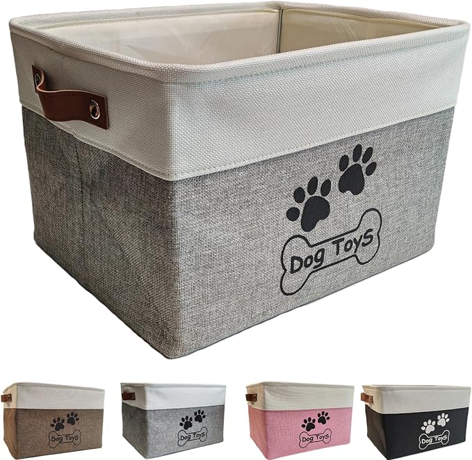 Dog Toy Basket Collapsible Dog Toy Box Foldable Dog Toy Bin for Pet Toys Accessories