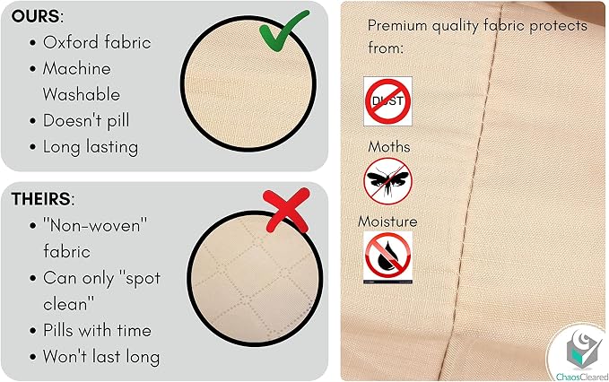 Comforter Storage Bag - Folding Organizer bag for King/Queen Comforters, Pillows, Blankets, Bedding/Quilt, Blanket, Duvet, Large Collapsible Organizers, 24"x14"x11" (Beige, 1-Pack)