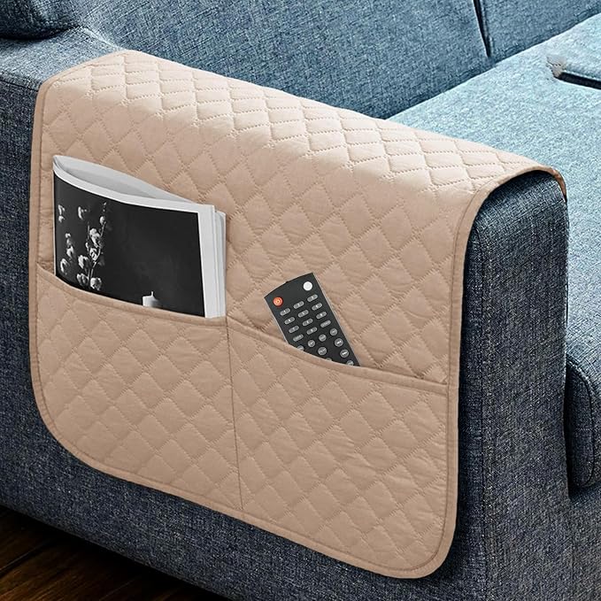 Couch Armrest Covers Multifunctional, Comfortable, Anti-Slip, | Recliner Arm Protector for Books Tablet Phone TV Remote Cellphone Book Phones Pets Chocolate Remote Control Snack