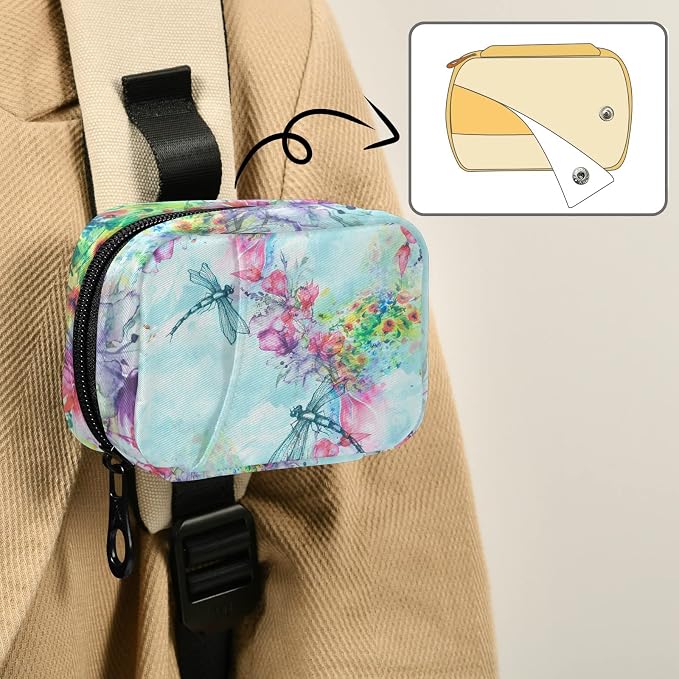 Pill Case 7 Day Pill Organizer Watercolor Dragonfly Travel Pill Case Portable Weekly Pill Box Bag Container Vitamin Supplement Holder with Zipper for Family Business