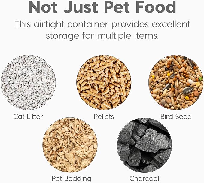 IRIS USA Dog Food Storage Container, Up to 25 lbs, Black, Made in USA | Wheels for Mobility, Airtight Seal, BPA-Free, Best for Bird Seed, Cat food, Cat Litter, Chicken Feed, Pellets