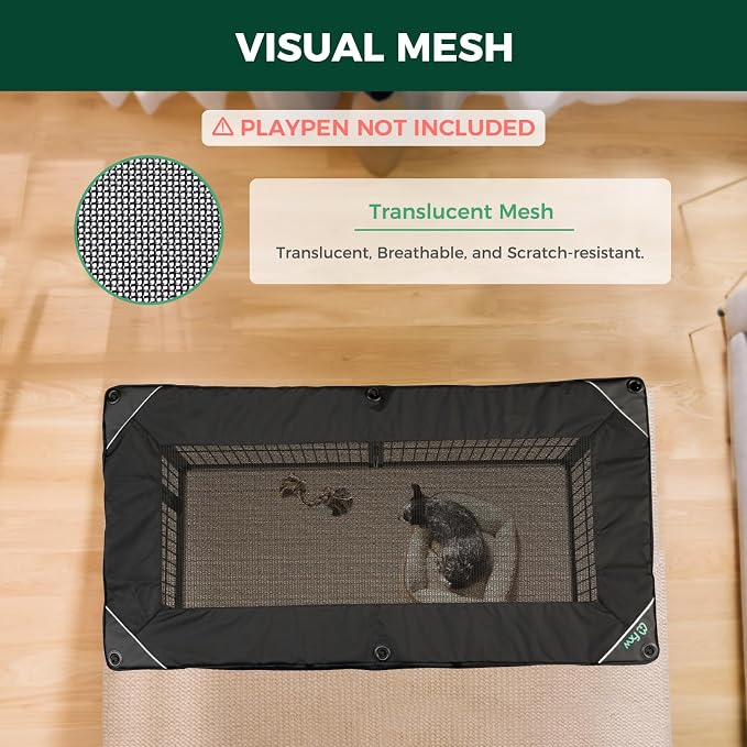 FXW Mesh Top Cover for 32"/40"/45" H 6-Panel Dog Playpen, Rectangle | Helps Deter Jump-Outs, Tear-Resistant, Quick Setup, Compact Storage, Fits FXW Only, Playpen Not Included