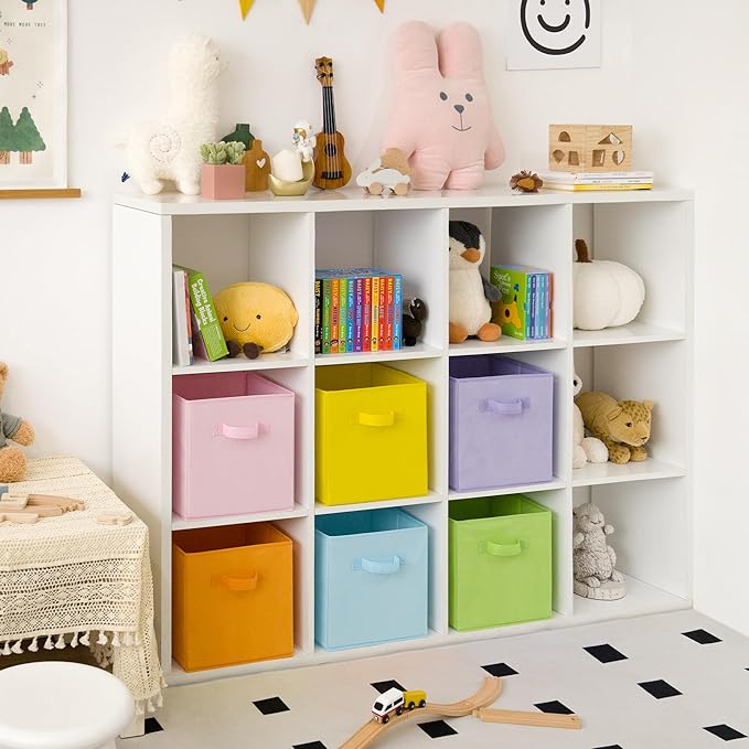 GRANNY SAYS 11x11 Storage Cube Organizers, Pastel Color, 6-Pack | Collapsible Storage Boxes with Thickened Base Plate, Sturdy Handles, Decorative Baskets for Shelves, Closet