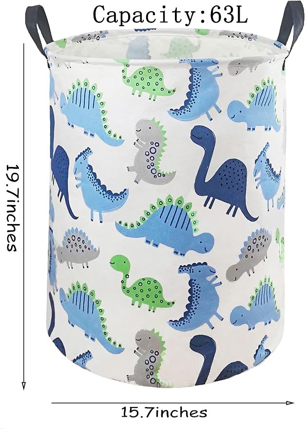 MAIZMZ Kids Hamper Storage Basket Nursery Bins Baby Gift Toy Organizer Box Laundry Basket Large Canvas Collapsible Chest for Home/Dorm/Kitchen/Pet/Closet/Shelf/Room Decor(Dinosaur)