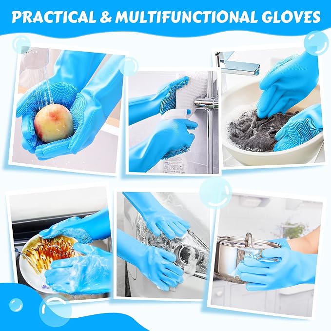 Pecute Silicone Pet Grooming Gloves for Washing Cats Dogs Bath Brush (Pack of 2)