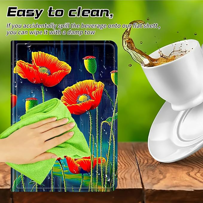 Universal Tablet Case for T-Mobile Revvl Tab 2 10.1" 2025/Revvl Tab 5G 10.36" 2023, 360 Degree Rotating Kickstand Protective Stand PU Leather Shell Cover for 9"-10.5", Artistic Red Flower