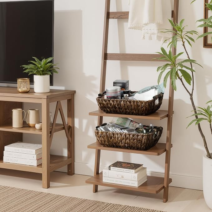 StorageWorks Wicker Storage Basket, Organizing Baskets for Shelf, Brown | Wicker Storage Baskets for Shelves, Baskets with Wooden Handles, 2-Pack Gifts Basket for Home Decor, Hand-Woven Basket