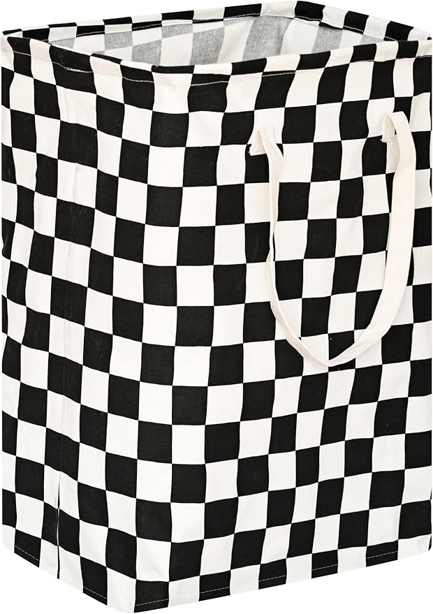 MAIZMZ Checkered Laundry Basket Foldable Kids Hamper Storage Bins Women Waterproof Organizer Toy Box Large Canvas for Home/Dorm/Kitchen/Pet/Office/Closet/Shelf/Living Room Decor Baskets