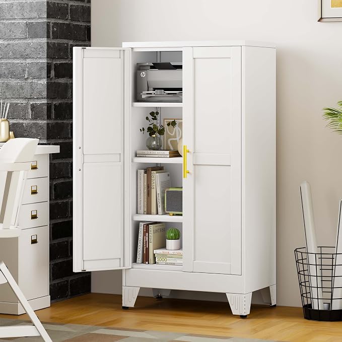 pozdeg 47.25" White Heavy Duty Metal Garage Storage Cabinet