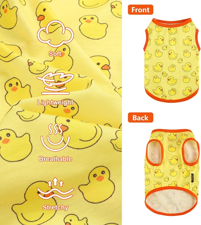 Dog Shirt Vest Dog Clothes for Small Dogs Boy Girl Stretchy Summer Puppy T-Shirts Soft Breathable Lightweight Puppy Sweatshirt Pet Cat Outfit (Yellow Duck, X-Small)