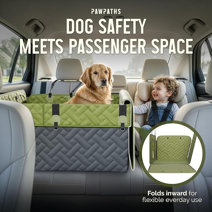 Dog Car Seat Cover for Back Seat - Dog Hammock Car with Safety Backseat Extender Belt Strap, Washable Mat - Hard Bottom Pet Backseat Cover 280lbs Max Load, Protector Carseat Bed for Truck SUV