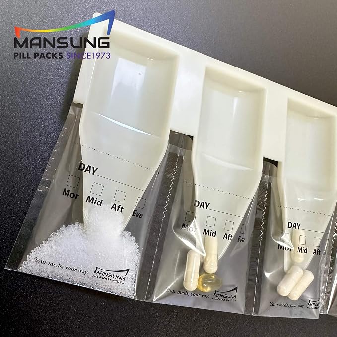Mansung M Loading Tray 2pcs - 6-Slot Plastic Use with Mansung Pill Bags, Heat Seal Pill Pouches, sealable Pouch Dispenser kit Daily Sealing Filler Vitamin AM PM Organizer, Bag pouche Pack Organizer
