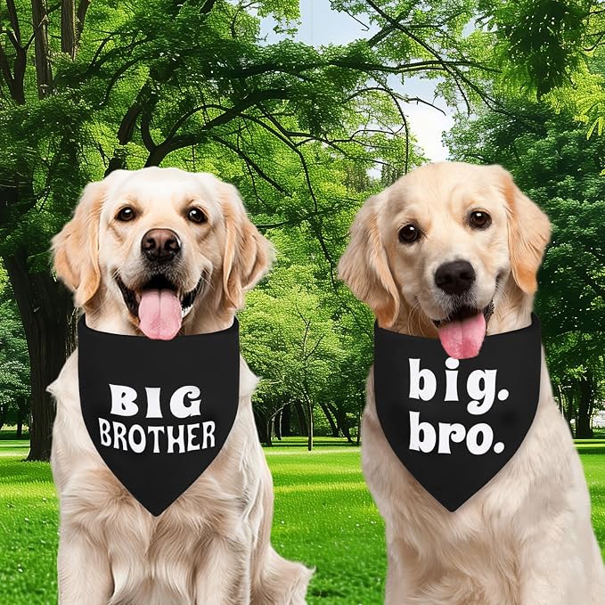 Big Brother Dog Bandana Black Small 1PCS, Adjustable Triangle Scarf | Pregnancy Announecment, New Baby for Family.