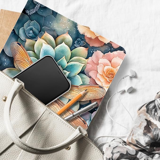 for Microsoft Surface Pro 11/10/9-13" 2024/2022 Tablet Case,Auto Wake/Sleep,Adjustable Stand Protective Cover - Watercolor Dragonfly Succulent