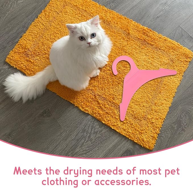 SOLUSTRE 10pcs Small Pet Garment Hangers Plastic Clothes Drying Rack for Dogs and Cats, Rose Red Large Size Closet Organizer for Pet Apparel Storage