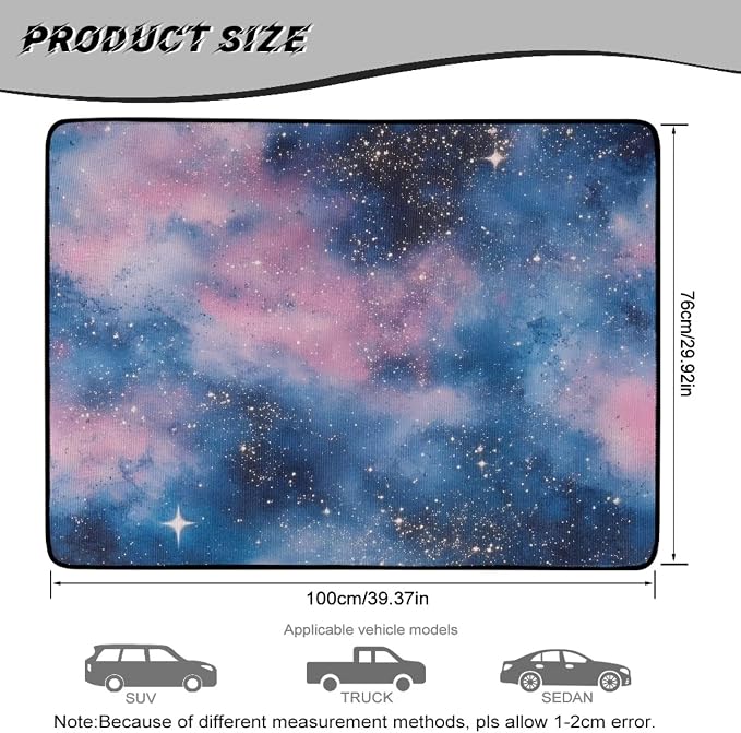 Howilath Pink Blue Starry Sky Trunk Liners for Cars Non-Slip Rear Trunk Cover Universal Interior Accessories Fits Most Sedan & SUV