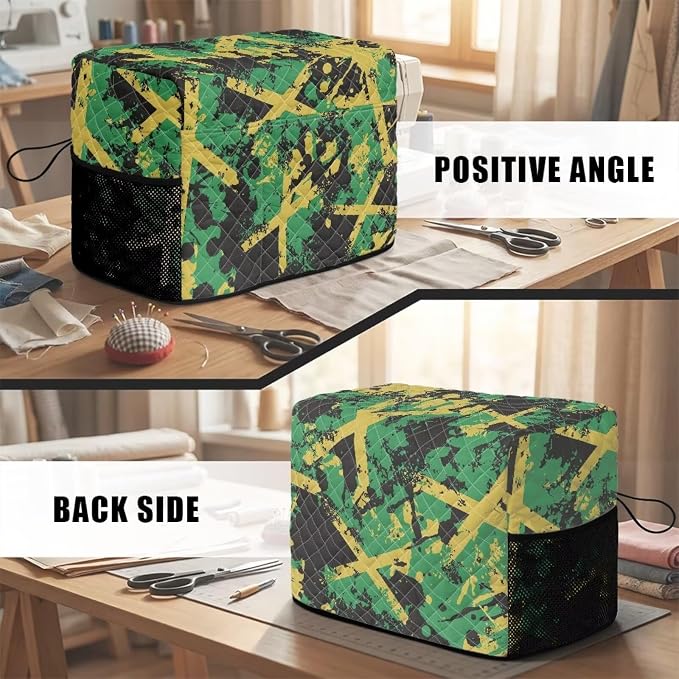 Sewing Machine Cover Polyester Febric Distressed Jamaica Camo | Dust Pet Hair Protection,Quilting Design,Fits Standard Singer,Brother Janome Machines,Protecting Decorating Your Sewing Space