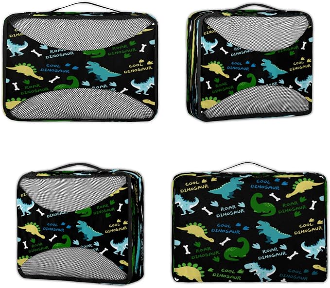 Dinosaur Pattern Packing Cubes for Travel, Luggage Packing Organizers, Dinosaurs Travel Accessories Large Toiletries Bag for Clothes Shoes Cosmetics Toiletries