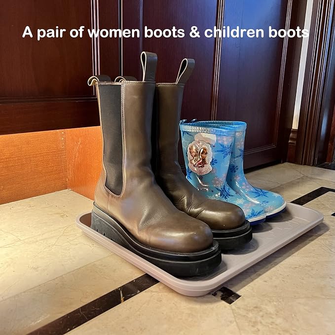 WATANIYA PET Boot Tray for Entryway Indoor, Heavy Duty Shoe Mat Tray 2 Packs, 16.7"x12.8" Waterproof Shoe Trays with Raised Edge, Outdoor Multi-Purpose Mat for Boots, Shoes, Garden