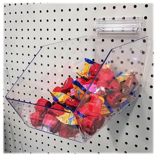 Clear Pegboard Acrylic Bins, Large Bin for Peg Wall - 6" L x 5.5" H x 11.5" D - 10 Pack