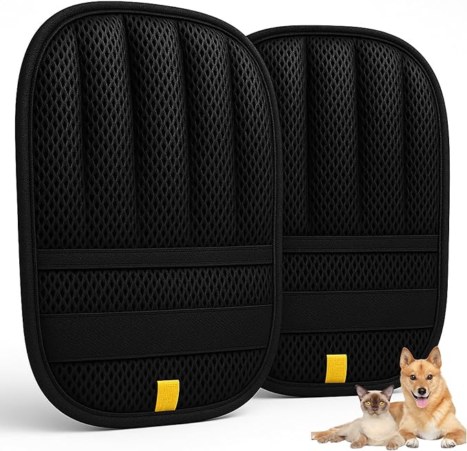 Elmrock 2 Pcs Pet Hair Removal Glove for Dogs & Cats – Newly Upgraded Reusable Five Finger Electrostatic Grooming Glove, Magic Brush Pet Hair Remover Tool for Carpet, Car Seat & Clothes