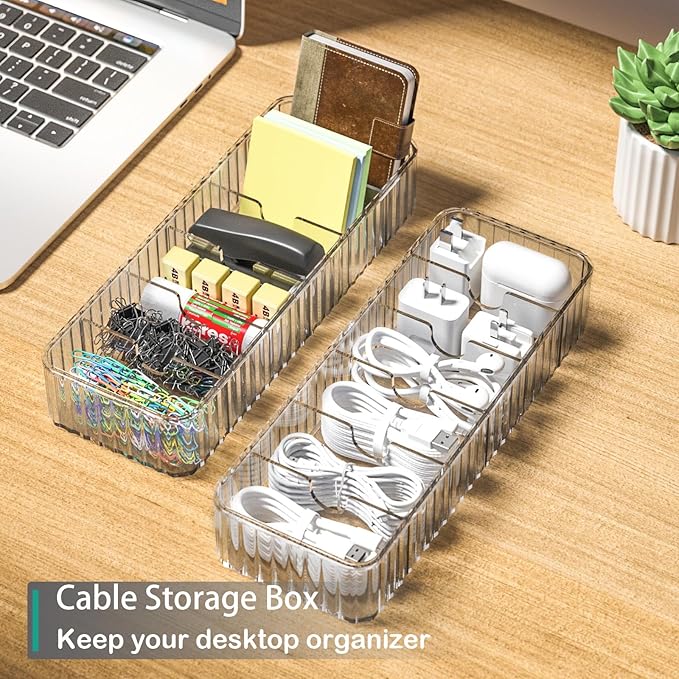 Cable Storage Boxes Organizers 2 Pack,Cord Charger Case with 20pcs Ties | Cable Storage Organizer,Cable Organizers Box,Cable Storage Box, Cord Organizers Box,Cord Charger Case Organizer,Stackable