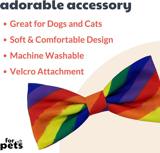 Huxley & Kent Pet Bow Tie for Dogs & Cats - PrideTheme Adjustable Hook & Loop Collar Accessory - Cute & Comfortable for Holidays & Celebrations - Pride Equality, Extra-Large | Hook & Loop Attaches to Any Collar, Soft Polyester, Lightweight & Machine Wa...