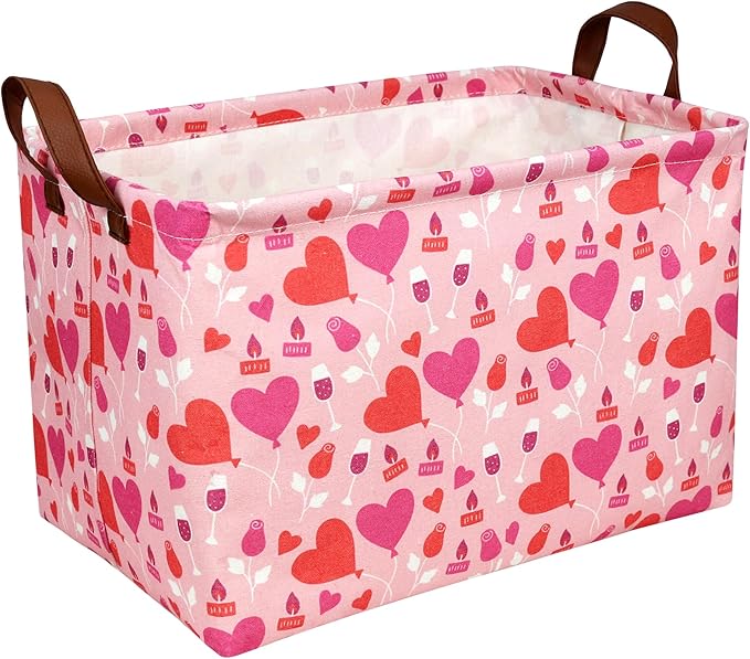 Valentine's Day Basket Gift for Empty Cute Heart Large Storage Bin for Kid and Baby Room Décor (Balloon Love)
