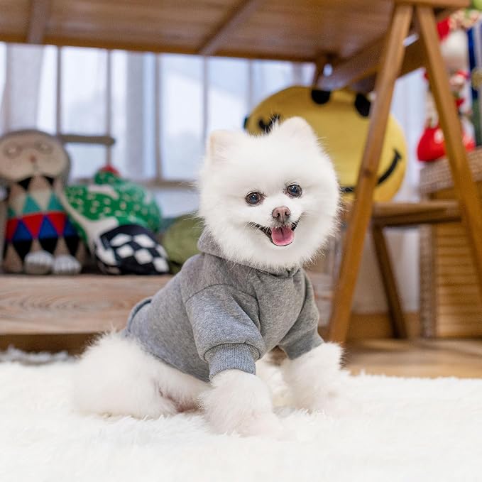 SCENEREAL Dog Hoodie Sweaters for Small Medium Large Size Dogs, Fleece Pet Sweatshirt with Hat and Pocket,Soft Cold Winter All Weather Puppy Clothes for S to XL Sized Dogs,Grey (L)