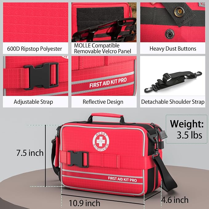 Comprehensive First Aid Kit for Home, Premium Emergency Trauma Kits with Shoulder Strap for Car Camping Gear, Waterproof Survival Kit, Home Essentials, Outdoor Emergency Medical Supplies -324 Piece