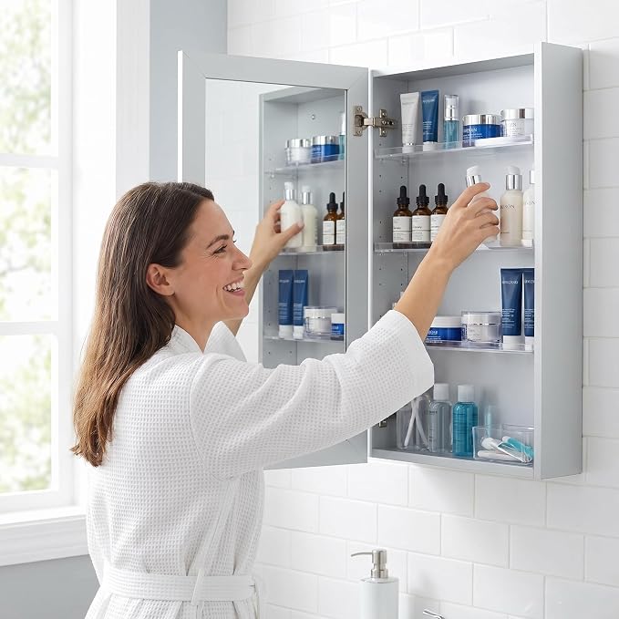 4 Pcs Medicine Cabinet Shelves 13x3 Inch Replacement | Acrylic Medicine Cabinet Shelf ,Plastic Clear Shelves For Bathroom Living Room Kitchen Wall Medicine Cabinet