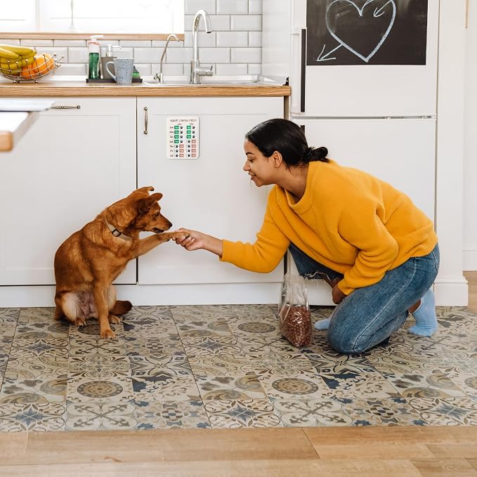 Dog Feeding Reminder, Dog Fed Sign Tracker -Daily Am/Pm Chart Slider Sign for Pet Fed and Pill Reminder, Easy to Use On Fridge Or Wall with Adhesive and Magnet,Pet Supplies