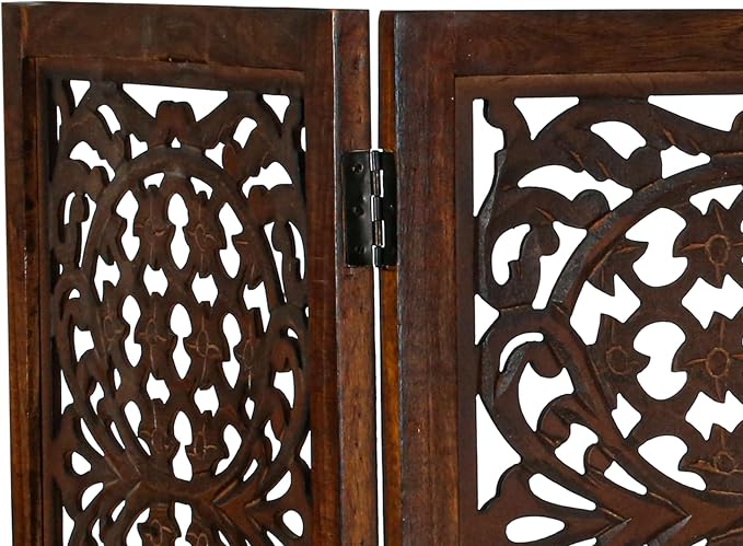 Lightnpro 4-Panel Wooden Dog Gate – 72 Inch Extra-Wide Foldable Freestanding Pet Barrier, Rustic Burnt Finish Indoor Safety Fence for Small Dogs & Puppies – 24x18 Inch Panels