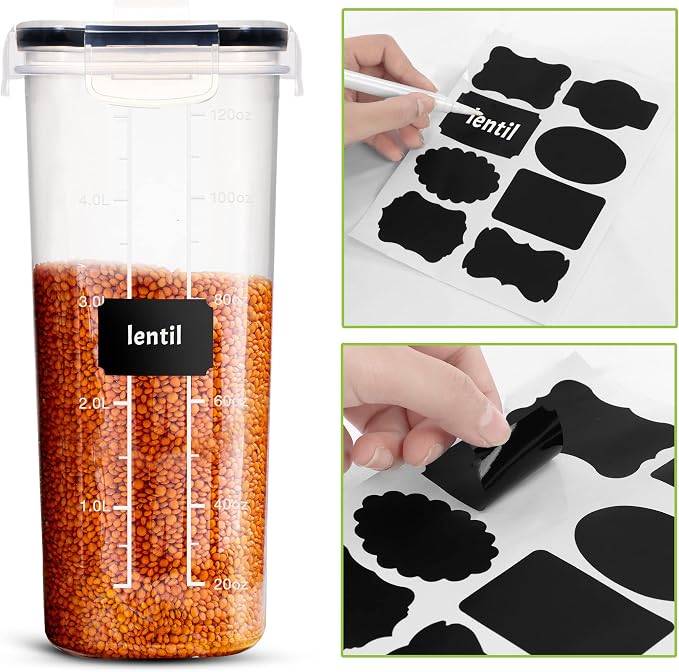 Utopia Kitchen Cereal Containers Storage Set, 2 Pack, 4L, Clear | Airtight Food Storage Containers with Lids, BPA-Free Cereal Dispensers for Pantry Organization and Storage