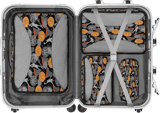 Basketball Player Packing Cubes for Travel, Luggage Packing Organizers, Basketball Sport Travel Accessories Large Toiletries Bag for Clothes Shoes Cosmetics Toiletries