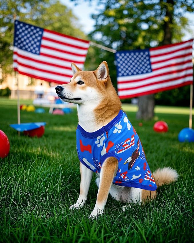 PET SHOW 4 Pack 4th of July Dog Shirts for Large Dogs Girl Boy | Patriotic t-shirts for dogs,polyester,US flag sleeveless vest, independence day holiday clothes tank top,XXL
