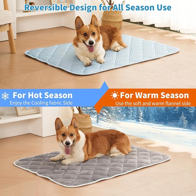 Cooling Mat for Large Dogs, 44"x 32" Thick & Durable Dog Cooling Mat, Q-MAX>0.45, Double-Sided Cooling Pet Pad, Portable & Washable Dog Cooling Mat for Crate, Couch & Car