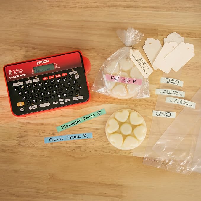 LABELWORKS Epson LW-K200PX-RDB Keyboard Label Maker - Red & Black