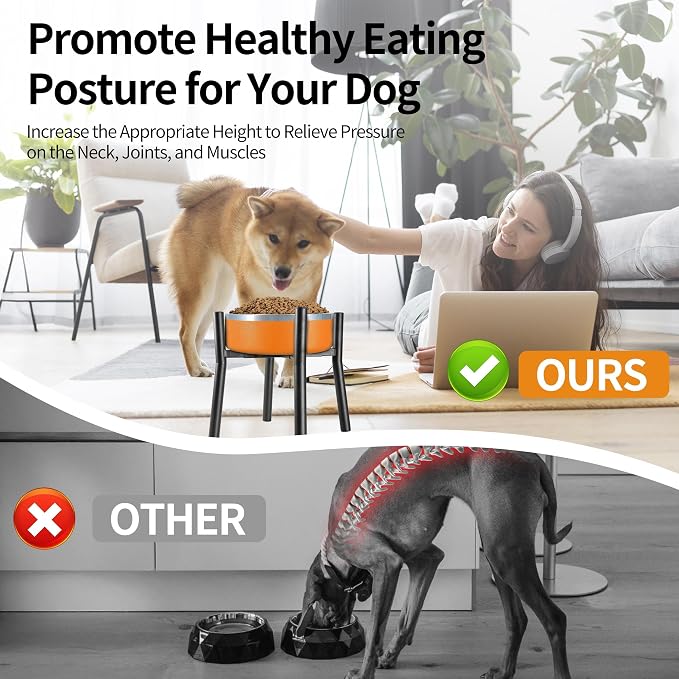 PROERR Lifted Dog Bowl Stand - Without Bowls, Single Raise Pet Food Table Adjustable Wide 7-11", Tall 10" - Bowl Stand Size Optional, Dog Bowls Holder Elevated for Small Medium Large Dogs Breed