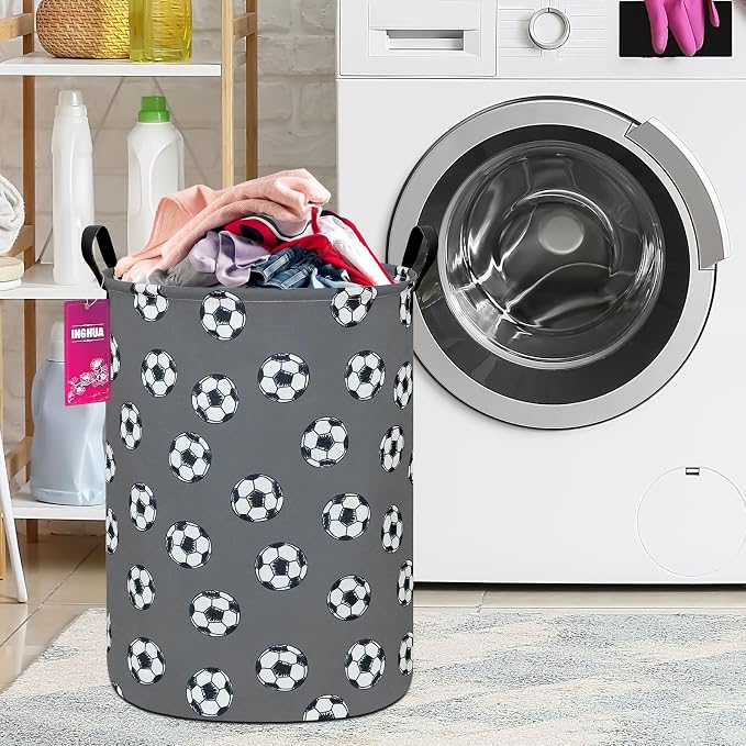 Football Fabric Storage Bin Nursery Organizer Basket | Organizer Bin Dirty Clothes Collapsible Waterproof for College Dorms, Boys and Girls Bedroom,Bathroom