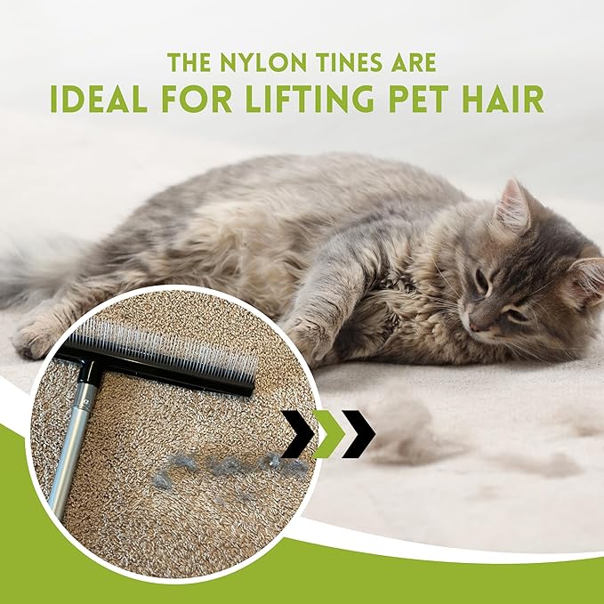 A-to-Z Supply Room Groom Carpet Rake Groomer with Telescoping 54" Adjustable Handle & Portable Lint Remover Brush Tool, Carpet Brush Ideal for Pet Hair, Refreshing Carpets, Rugs, and Artificial Turf
