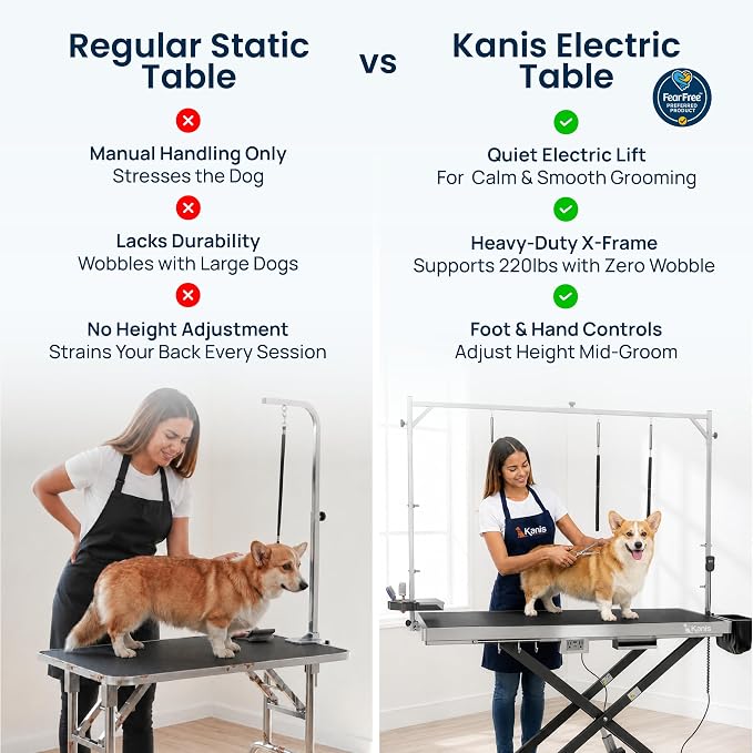 Professional Electric Dog Grooming Table - Heavy Duty | Height Adjustable Pet Grooming Table w/Leveling Wheels, Dog Grooming Arm, Anti-Slip Tabletop & Tool Organizer (Black, 60")