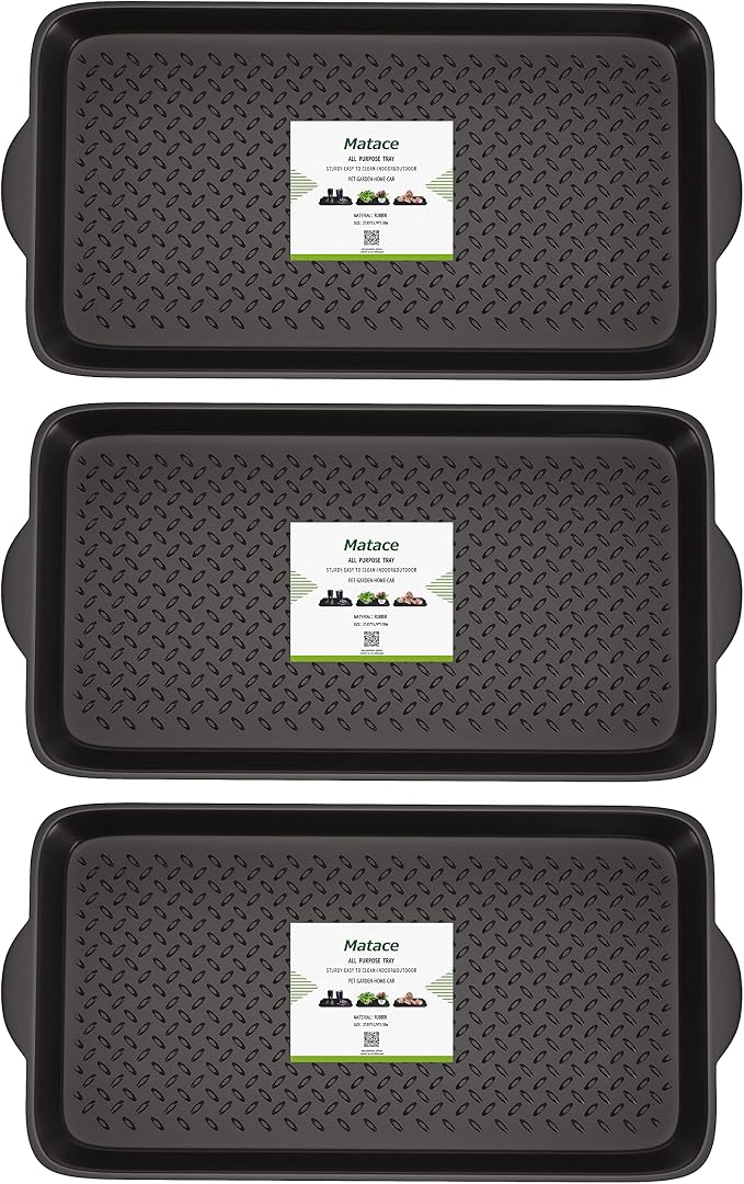 Matace 3 Pack Rubber Small Boot Tray for Entryway,Boot Mat,Shoe Tray,Shoe Mat for Indoor and Outdoor Use, 27.95"x 15.74" (Pack of 3)