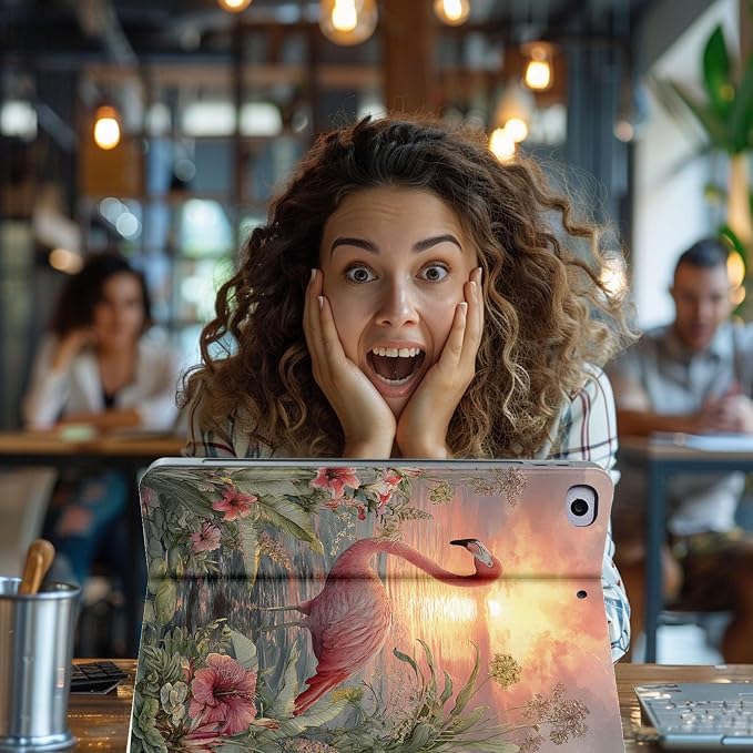 for Microsoft Surface Pro X/Pro X Plus-13 2019/2020/2021/2024 Tablet Case,Auto Wake/Sleep,Adjustable Stand Protective Cover - Flamingo Sunset