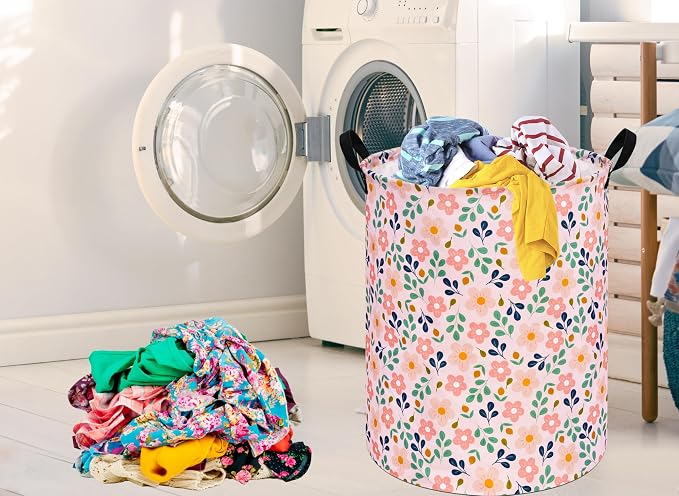 MAIZMZ Girls Storage Basket,Room Decor Laundry Hamper,Waterproof Clothes Organizer for Women Toy Box Large Canvas Collapsible Chest for Home/Dorm/Kitchen/Pet/Office/Closet/Shelf/Gifts