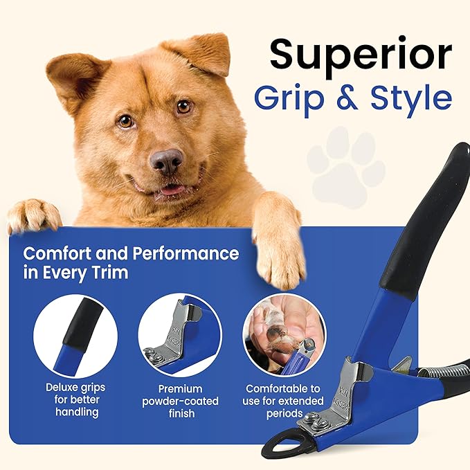 Resco Original Deluxe Dog Nail Clippers - Professional USA-Made Guillotine Trimmer - Heavy Duty Steel for Small to Medium Dogs - Blue